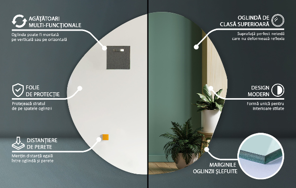 Miroir irrégulier sans cadre 58x58 cm