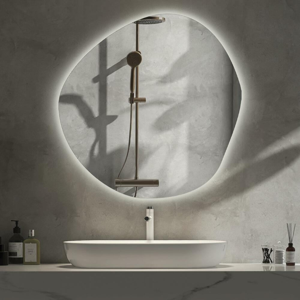 Miroir de salle de bains Ella rectangulaire de 48 po avec lumière DEL par  Sera, noir MR48LEDMBF