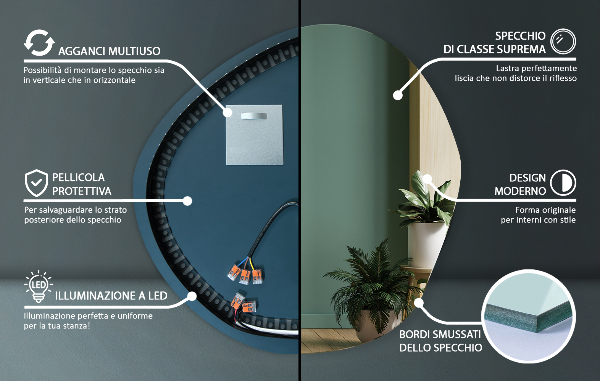 Miroir organique led 68x67 cm