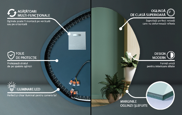 Miroir organique led 68x67 cm