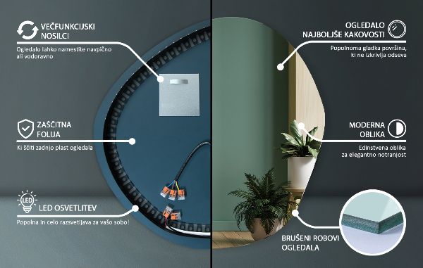 Miroir organique led 68x67 cm