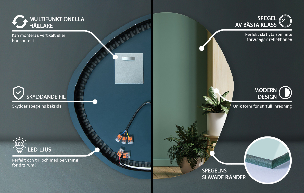 Miroir asymétrique led 77x77 cm