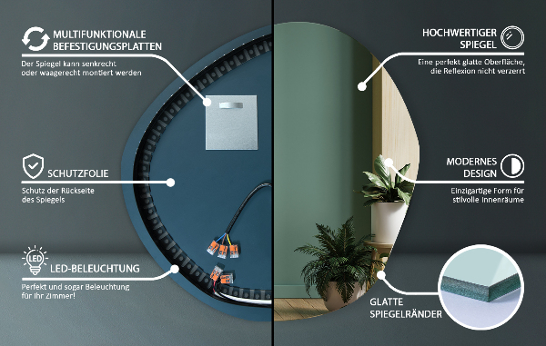 Miroir organique led 97x96 cm