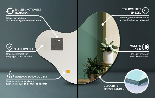 Miroir irregulier sans encadrement 58x58 cm