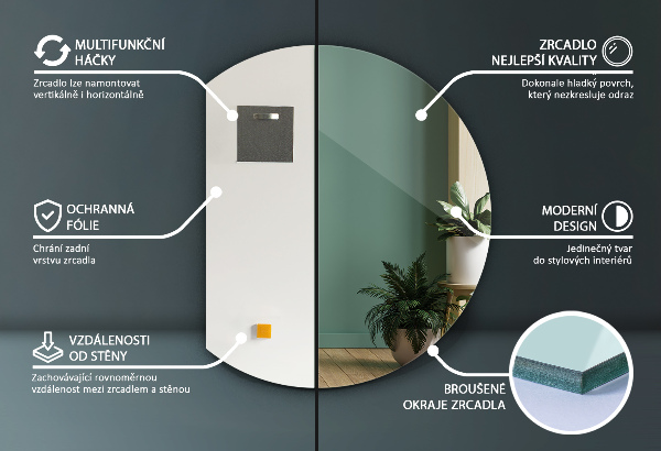 Miroir demi cercle 63x70 cm