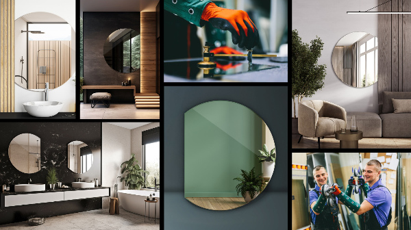 Demi lune miroir 74x90 cm