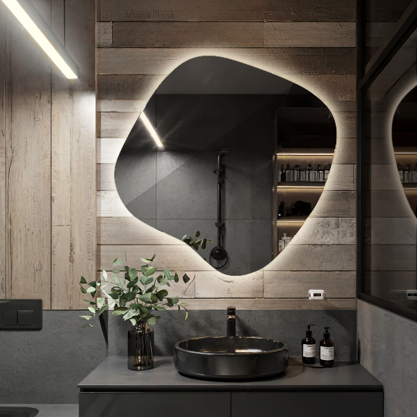 Miroir forme irrégulière lumineux 59x58 cm