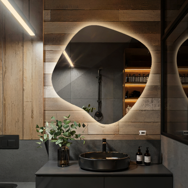 Miroir forme irrégulière lumineux 59x58 cm