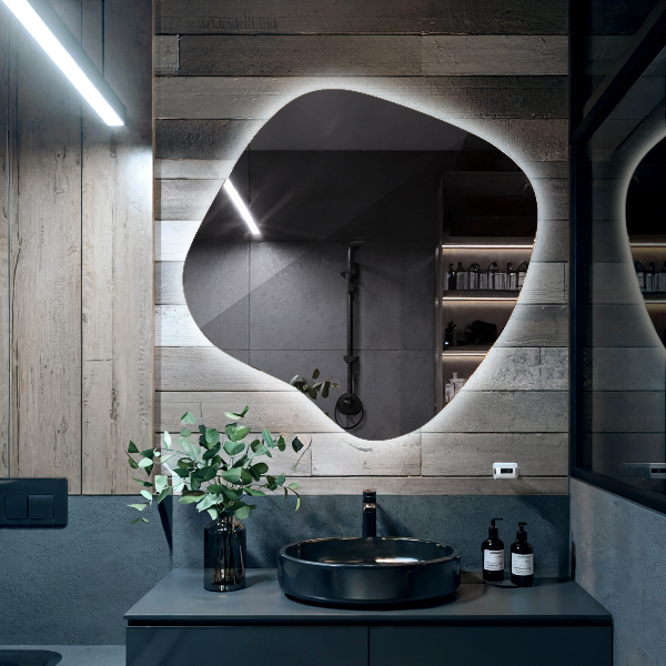 Miroir forme irrégulière lumineux 77x77 cm