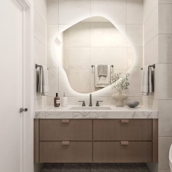 Miroir forme irrégulière lumineux 77x77 cm