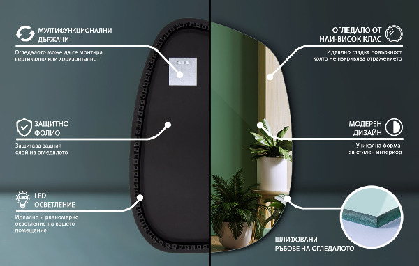 Miroir forme organique led 55x38 cm