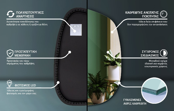 Miroir lumineux irregulier 79x57 cm
