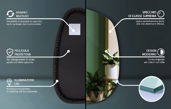 Miroir forme originale lumineux 91x66 cm