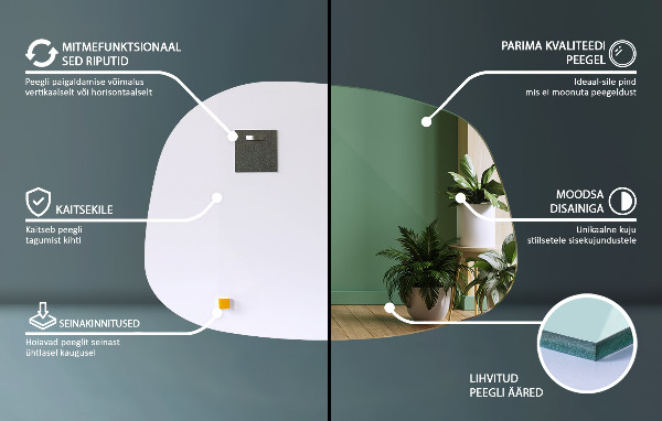 Miroir asymétrique en forme de tache 55x38 cm