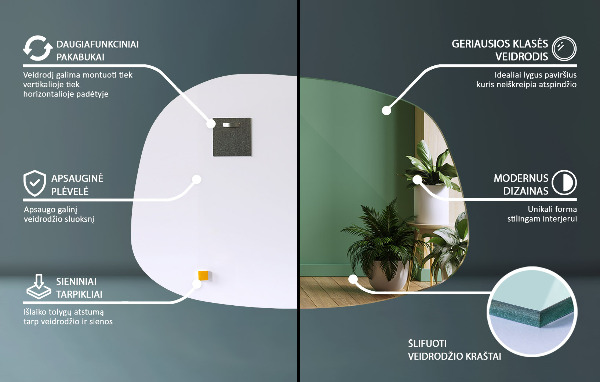 Miroir asymétrique en forme de tache 79x57 cm