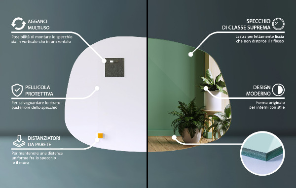 Miroir asymétrique en forme de tache 79x57 cm