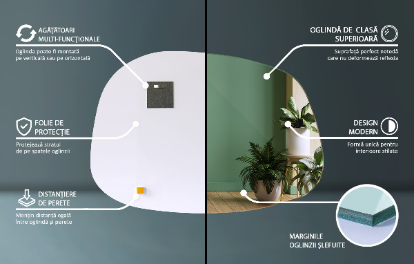 Miroir asymétrique en forme de tache 91x66 cm