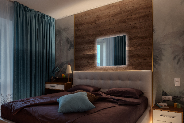 Miroir rectangulaire mural rétro éclairé 50x50 cm