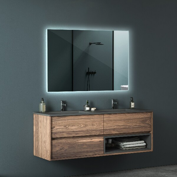 Miroir rectangulaire moderne led 60x40 cm