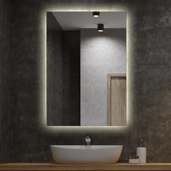 Miroir de salle de bain rectangulaire lumineux led 80x60 cm