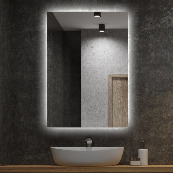 Miroir de salle de bain rectangulaire lumineux led 80x60 cm