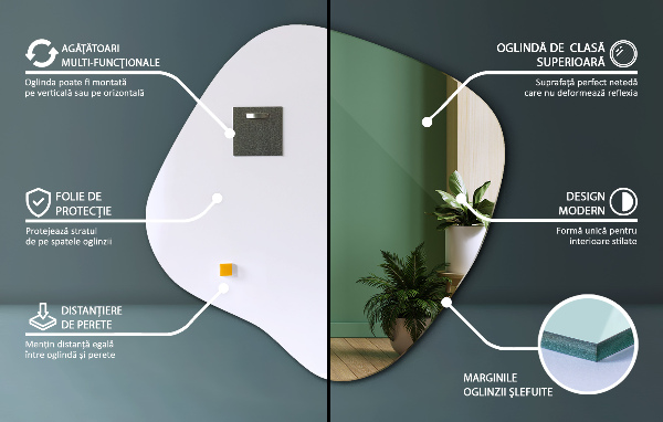 Miroir asymétrique tache original 48x48 cm