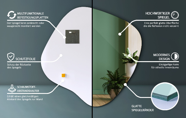 Miroir asymétrique tache original 58x59 cm