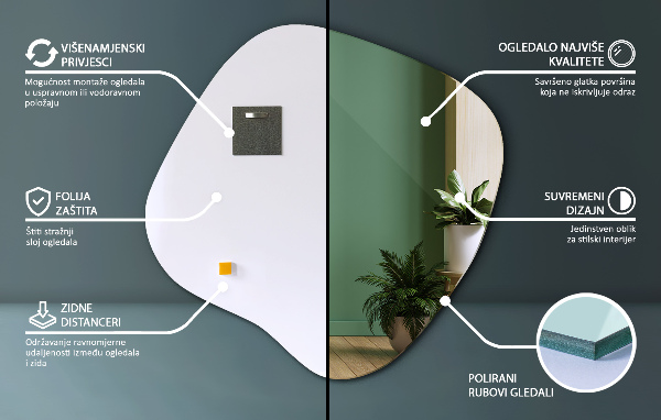 Miroir asymétrique tache original 77x77 cm