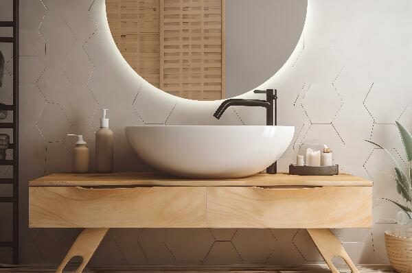 Miroir semi-circulaire led 25x50 cm