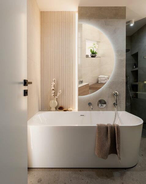 Miroir demi-cercle lumineux led 30x60 cm