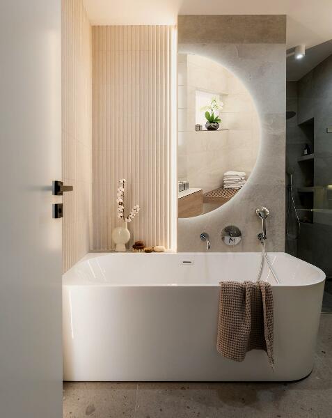 Miroir demi-cercle lumineux led 30x60 cm