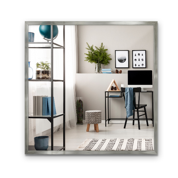 Miroir carré épuré avec cadre argenté 50x50 cm