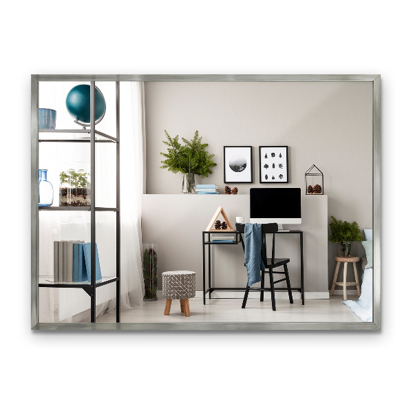 Miroir rectangulaire épuré avec cadre argenté 70x50 cm