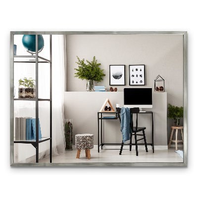 Miroir rectangulaire à cadre argenté 80x60 cm