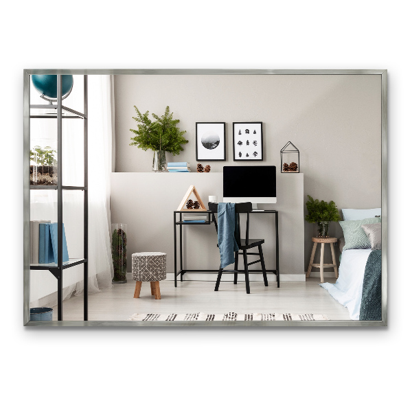 Miroir rectangulaire épuré avec cadre argenté 100x70 cm