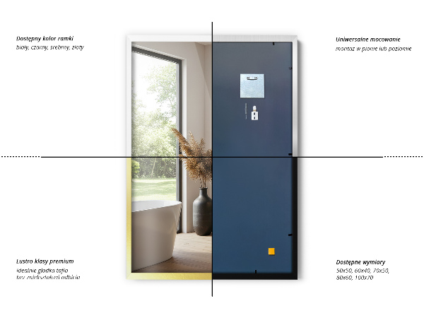 Miroir mural traditionnel à cadre doré 60x40 cm