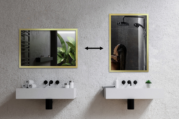 Miroir rectangulaire épuré avec cadre doré 100x70 cm