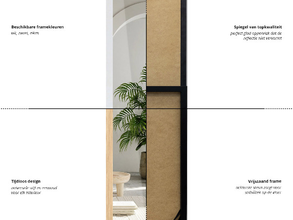 Miroir sur pied blanc 36x156 cm