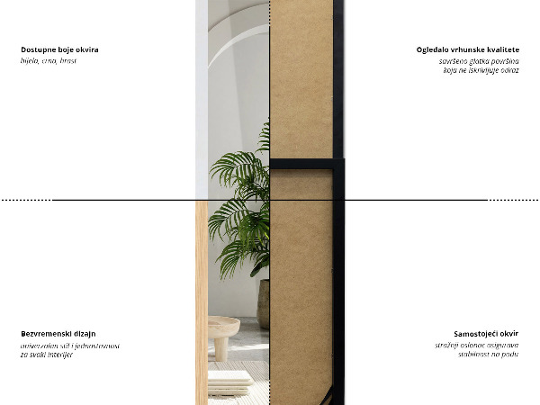 Miroir sur pied noir 36x156 cm