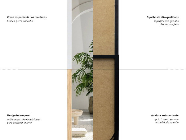 Miroir sur pied noir 36x156 cm