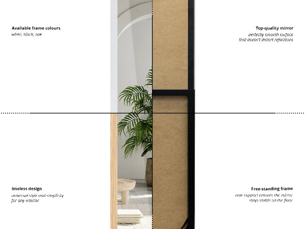 Miroir sur pied noir 36x156 cm