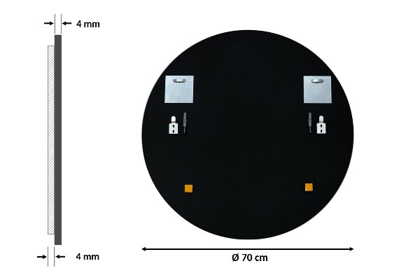 Miroir rond contour noir fi 70 cm