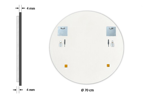 Miroir de salle de bain rond contour blanc fi 70 cm
