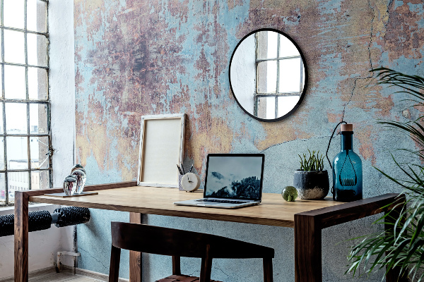 Chambre mirroir rond cadre noir fi 60 cm