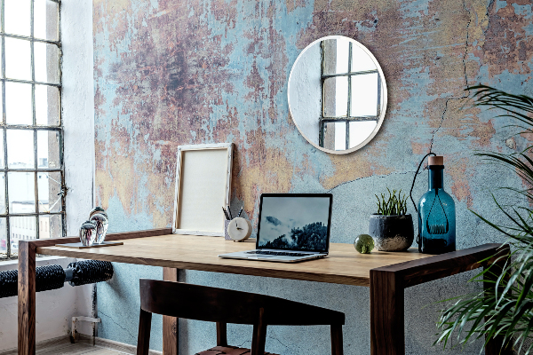 Chambre mirroir rond blanc fi 90 cm