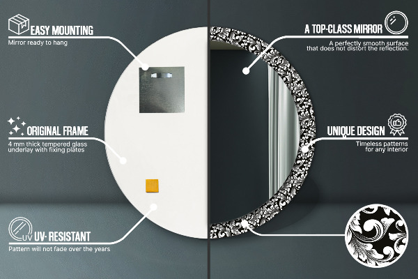 Miroir rond imprimé Ornement