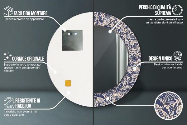 Miroir rond imprimé Fleurs