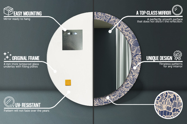 Miroir rond imprimé Fleurs