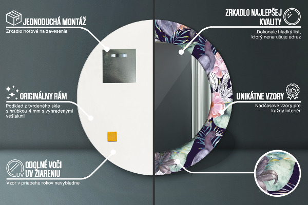 Miroir rond imprimé Caps birds