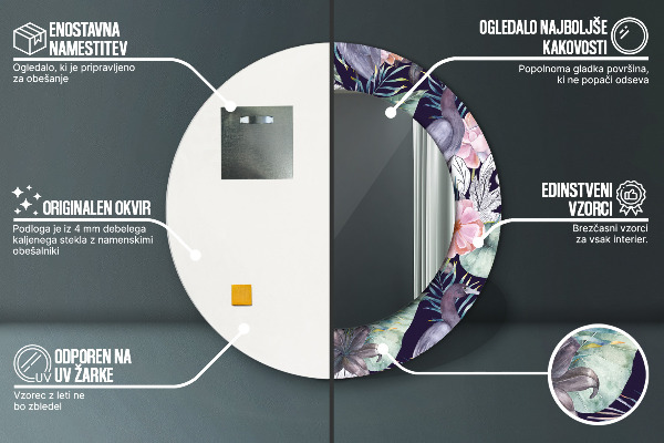 Miroir rond imprimé Caps birds